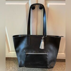 New Large Black Tote Bag with Silver Accents